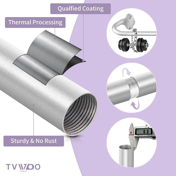TVWOO Silver Wrap Around Curtain Rods 2Pack:Small Blackout Adjustable Window - Image 4