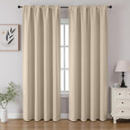 CUCRAF Light Beige Blackout Curtains 84 inch Length 2 Panels Set, Rod Pocket by CUCRAF
