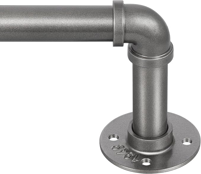 Zeerobee Curtain Rods for Windows 66 to 120, 1 Inch Industrial Wrap Around Grey by zeerobee