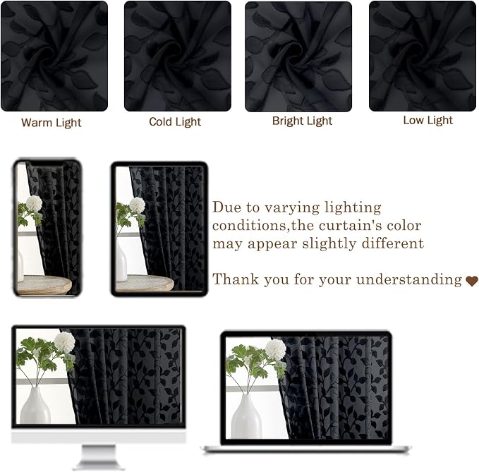 Chyhomenyc Black Sheer Curtains 63 Inch Length 2 Panels Set, Light Filtering - Image 7