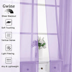 Gwine Lilac Sheer Curtains 30 Inch Length, Short Light Filtering Voile Small - Image 3