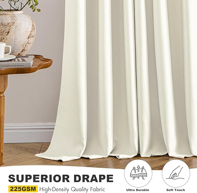 MIULEE Cream Blackout Curtains for Bedroom Living Room 72 Inches Long 2 Panels - Image 5