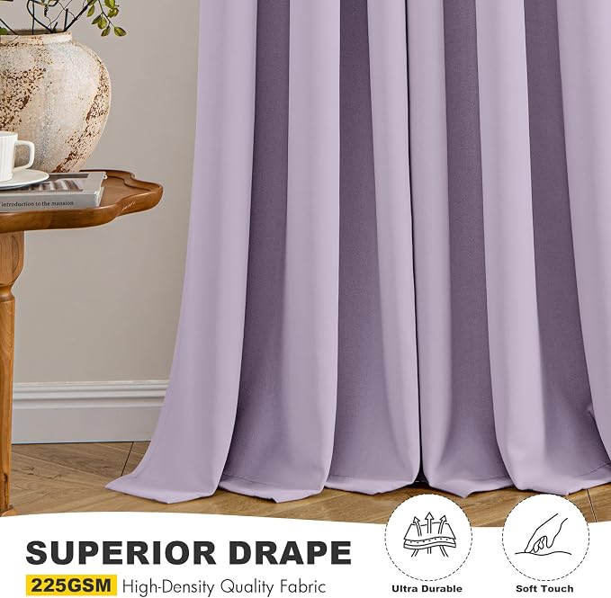 MIULEE Lilac Blackout Curtains for Bedroom Living Room 45 Inches Long 2 Panels - Image 5