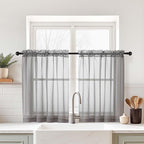 Grey Sheer Curtains Tier 30 Inches Length 2 Panels, Light Filtering Lightweight by Home