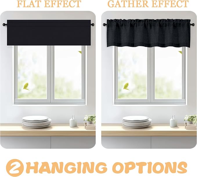 OWENIE Black Valances for Windows 1 Pcs 24 Inch Length, Light Filtering - Image 5