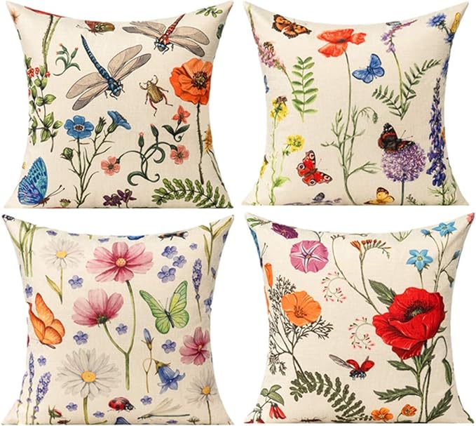 All Smiles 16 x 16 Throw Pillow Covers Outdoor Spring Summer Garden Flowers by AllSmiles