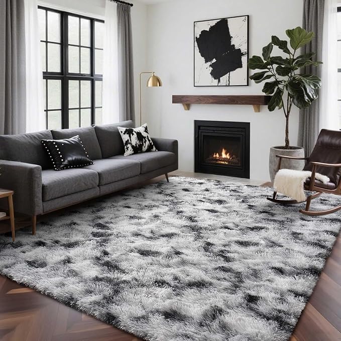 4x6 Ft Shag Area Rug for Bedroom Living Room, Tie-Dyed Ultra Soft Fluffy Furry - Image 2