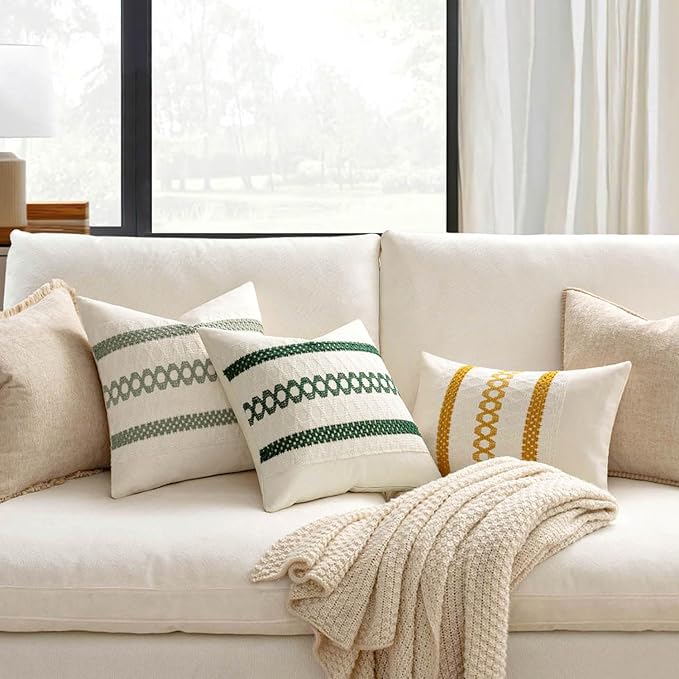 MIULEE Set of 2 Dark Green Boho Christmas Decorative Lumbar Pillow Covers 12x20 - Image 6