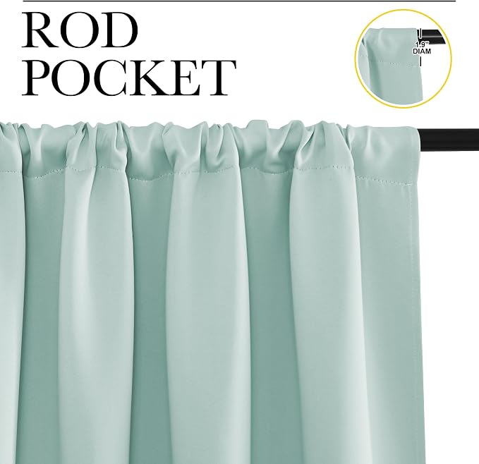 NICETOWN Bedroom Curtains Blackout Draperies, Aqua Blue, 1 Pair, 34-inch W x - Image 2