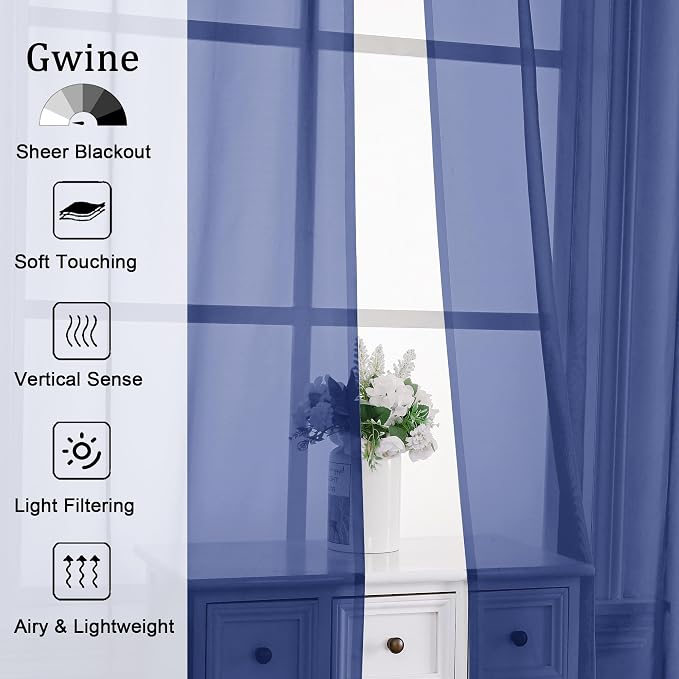 Gwine Royal Blue Sheer Curtains - Image 2