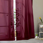 Burgundy Sheer Curtains for Bedroom Living Room 96 Inches Long 2 Panels - Image 8
