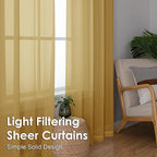 OVZME Gold Sheer Curtains 90 Inches Long 2 Panels - Image 6