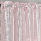 YJ YANJUN Vintage Lace Curtains Short Pink Floral Curtains 54 inch Length 2 - Image 3
