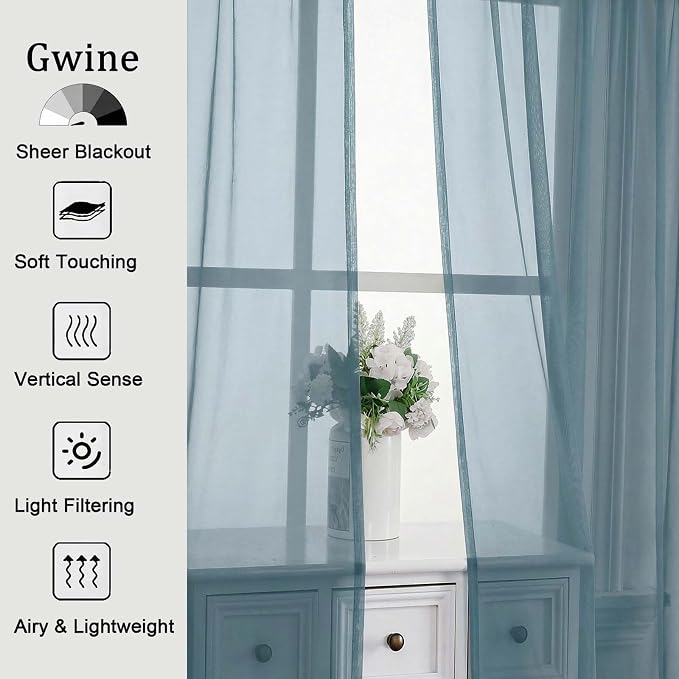 Gwine Sheer Curtains for Living Room 45 inch Length - Image 4