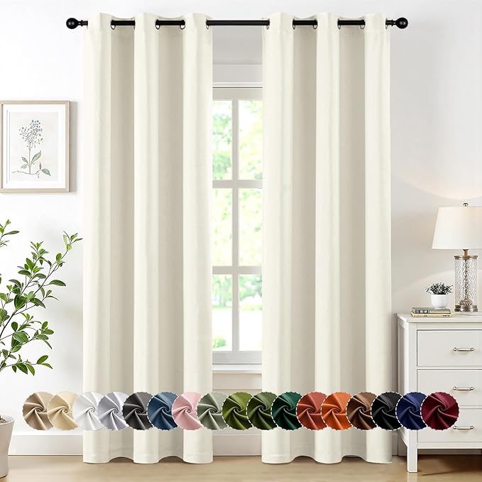 MIULEE Cream Blackout Curtains for Bedroom Living Room 72 Inches Long 2 Panels by MIULEE