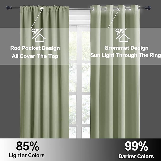 RYB HOME Blackout Curtains for Bedroom Living Room 63 inches Long, Thermal - Image 4