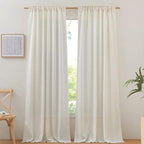 NICETOWN Linen Burlap Curtains 135 inches Long 2 Panels, Rod Pocket & Back Tab - Image 2