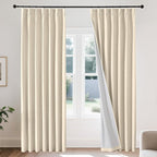 Joydeco Pleated Curtains for Living Room Bedroom, Linen Drapes 90 inch Length 2 by JOYDECO