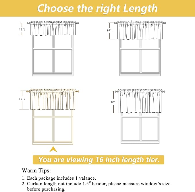 OWENIE White Valances for Windows 1 Pcs, Light Filtering Textured Farmhouse - Image 2