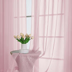 OWENIE Extra Long Blush Sheer Curtains 96 Inches Long 2 Panels Set, Soft - Image 6