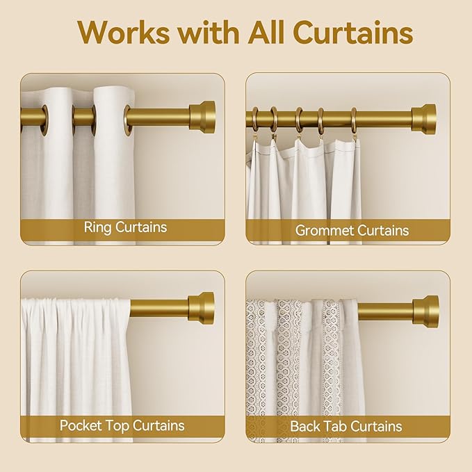YaFex Curtain Rods 2 Pack 32-118 Inch, Heavy Duty 1 Inch Curtain Rod, Modern - Image 5