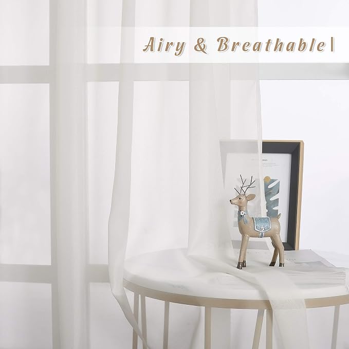 NICETOWN Beige Sheer Curtains 90 inch Length, Grommet Airy & Lightweight Chic - Image 3