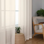 OWENIE Cream Sheer Curtains 78 inches Long 2 Panels Set - Image 3