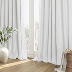 Guken White 100% Blackout Linen Curtains 84 Inch Length 2 Panels Set - Image 8
