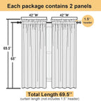 Lecloud White Sheer Curtains 68 Inch Length 2 Pcs, Voile Dual Rod Pocket Living - Image 3