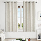 Deconovo Beige Blackout Curtains, Boho Farmhouse Curtain, Thermal Insulated - Image 2