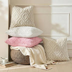 decorUhome Throw Pillow Covers 22x22 Inch Set of 2, Soft Plush Faux Wool Beige - Image 4