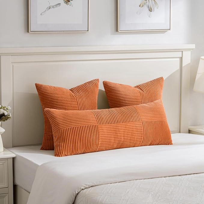 Fancy Homi 2 Packs Burnt Orange Decorative Throw Pillow Covers 20x20 Inch - Image 5