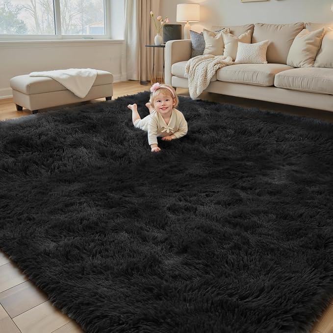 Area Rugs 9x12 Living Room, Large Area Rug Shag Shaggy Carpet Soft Plush Furry - Image 2