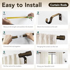 IFELS Heavy Duty Curtain Rods for Windows 28 to 48 Inch, 1 Inch Bronze Curtain - Image 5