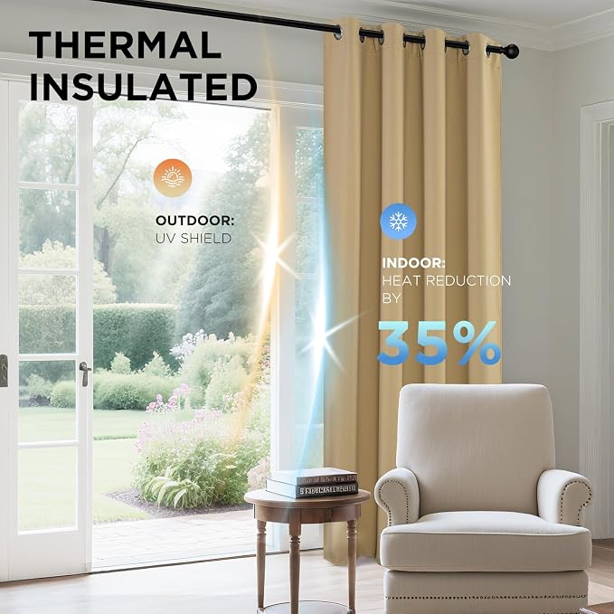 Joydeco Blackout Curtains 95 Inches Long 1 Panel, Thermal Insulated Long - Image 4