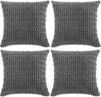 Fancy Homi 4 Packs Dark Grey Decorative Throw Pillow Covers 18x18 Inch by Fancy+Homi