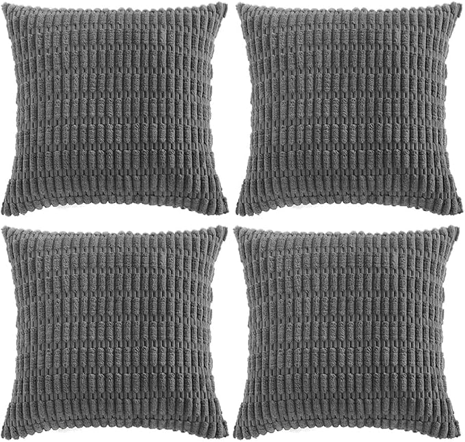 Fancy Homi 4 Packs Dark Grey Decorative Throw Pillow Covers 18x18 Inch by Fancy+Homi