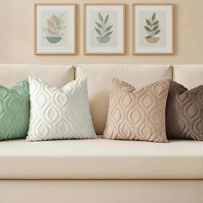 decorUhome Throw Pillow Covers 26x26 Inch Set of 2, Soft Plush Faux Wool Sage - Image 4