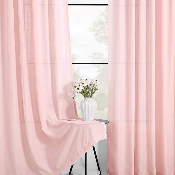 Light Pink Linen Curtains 108 Inches Long - Image 3