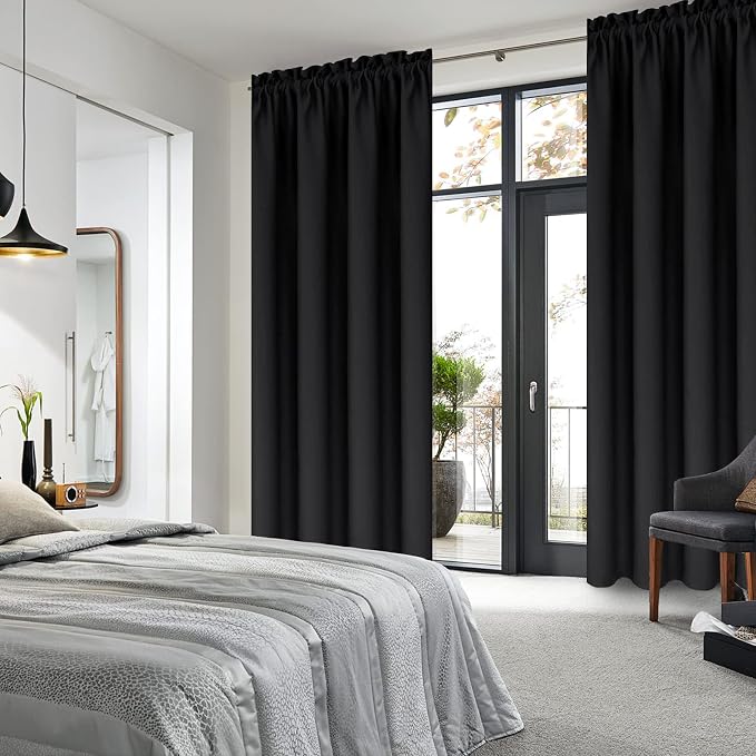 DWCN Black Blackout Curtains for Bedroom –Rod Pocket Thermal Insulated Room - Image 2