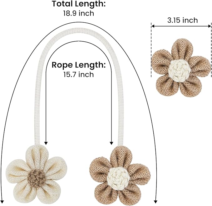 KLOGTSIND Flower Curtain Tiebacks, 4 Pack Boho Curtain Ties Elegant DIY Curtain - Image 5