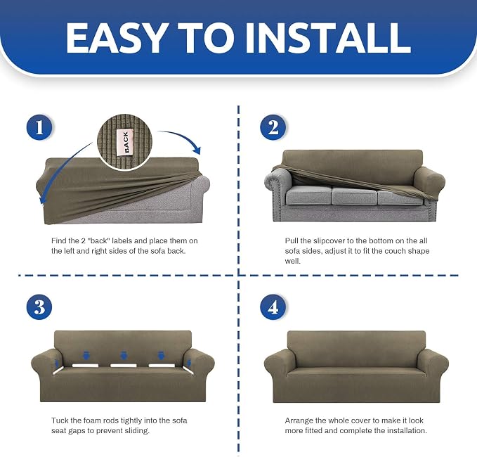 KEKUOU Stretch Single Sofa Slipcover 1 Piece Couch Sofa Cover Furniture - Image 4