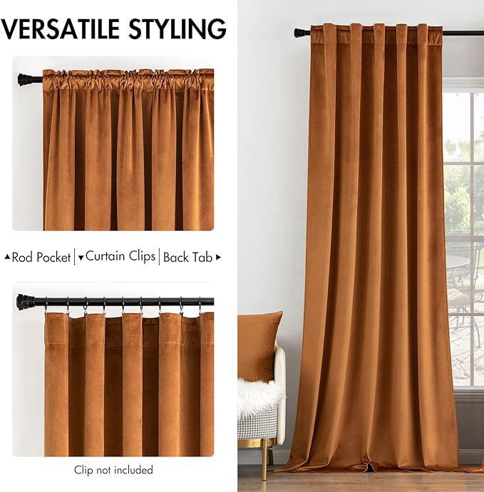 MIULEE Velvet Curtains 84 inches 2 Panels - Image 2