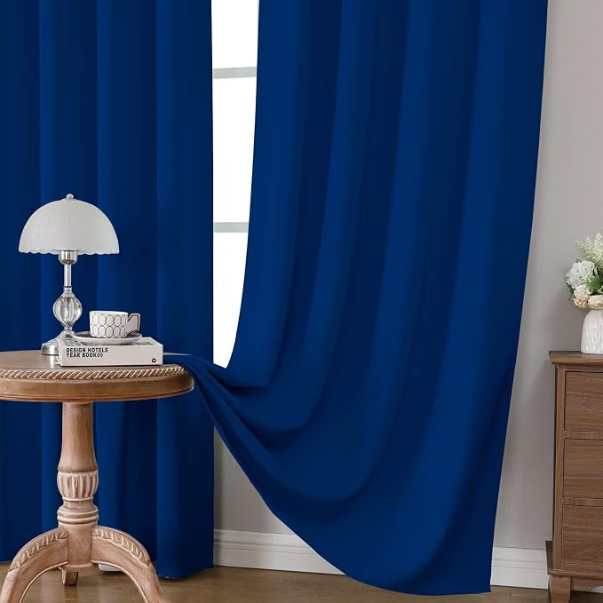 CUCRAF Royal Blue Blackout Curtains 72 inch Length 2 Panels Set, Rod Pocket - Image 5