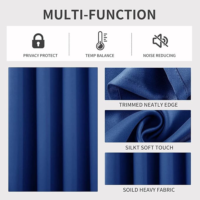 Joydeco Blackout Curtains 72 inches Long 2 Panels Set, Thermal Insulated Long - Image 3