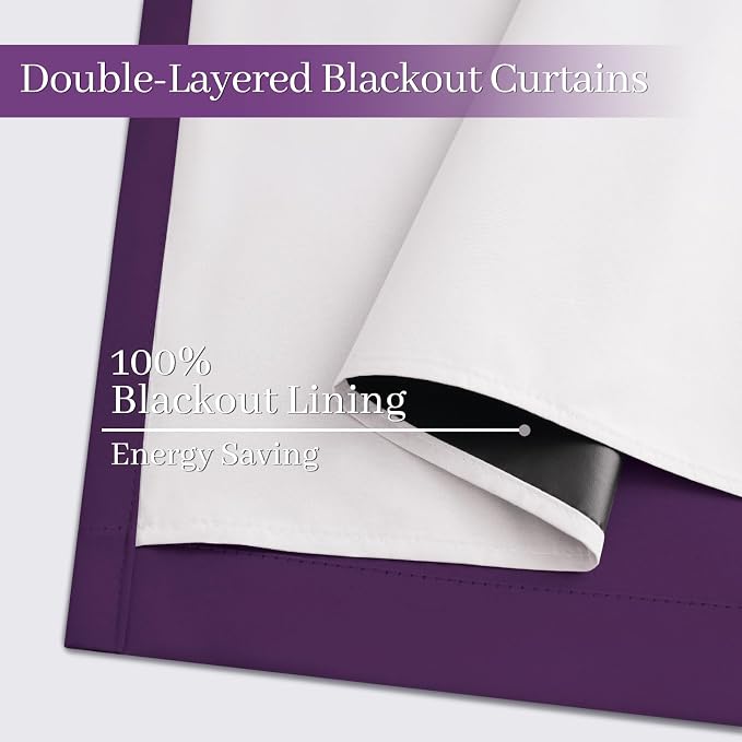 Yakamok Room Darkening 100% Blackout Curtains Grommet Window Treatments - Image 4