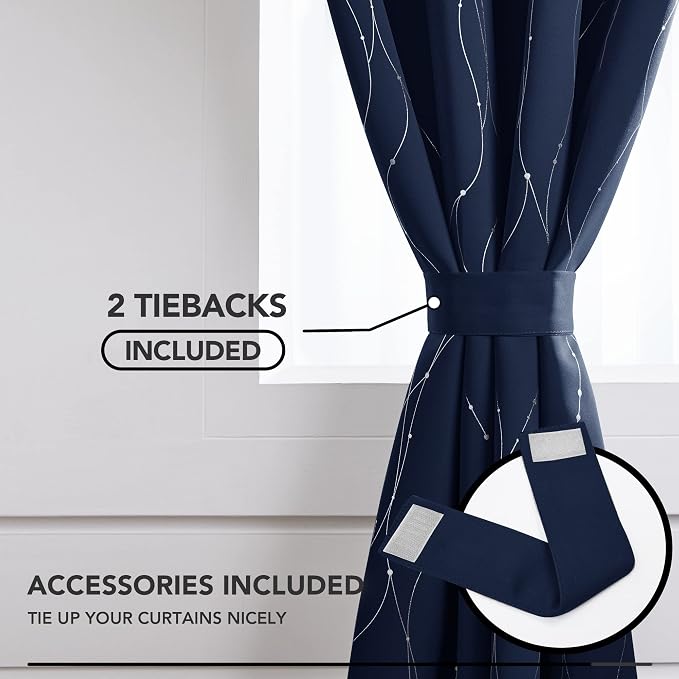 Deconovo Navy Blue Curtains, 42 x 84 Inch, Thermal Insulated Soundproof Privacy - Image 4