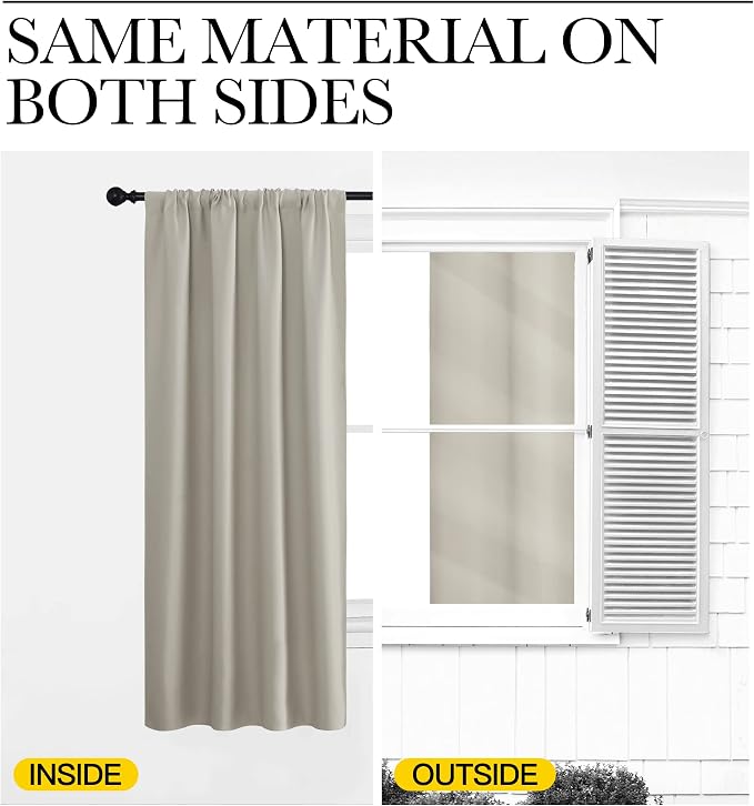 NICETOWN 2 Panels Blackout Curtains, Rod Pocket Thermal Insulated Drapes - Image 7