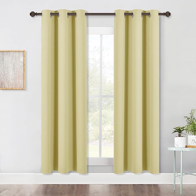 NICETOWN Bedroom Blackout Draperies Panels, 2 Panels, 42 x 72 Inch, Paler Yellow by NICETOWN