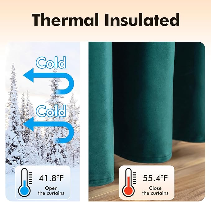 MIULEE Christmas Dark Green 100% Polyester Curtains 90 Inches Long 2 Panels - Image 5